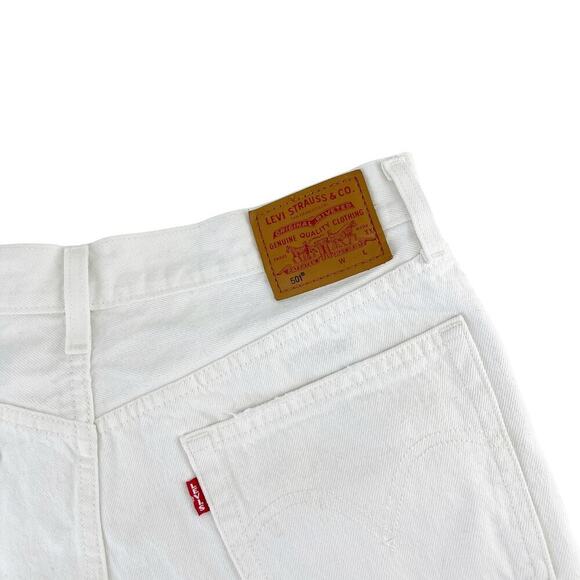 Levi's Premium 501 Original Fit High Rise Shorts Cut Offs White Size 30 - Picture 3 of 9